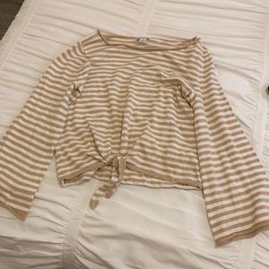 J-Crew beige and white striped long sleeve